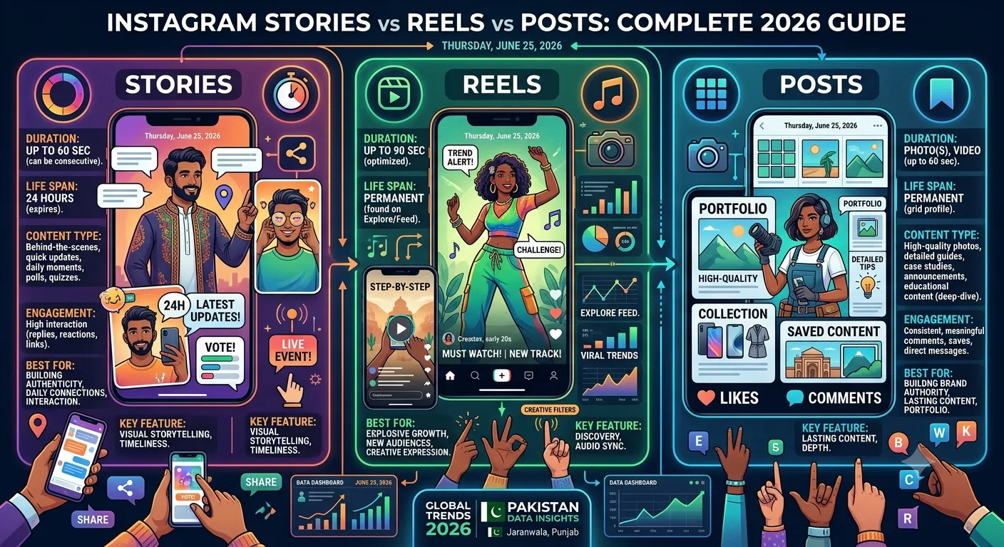 Instagram Stories vs Reels vs Posts: Complete 2026 Guide