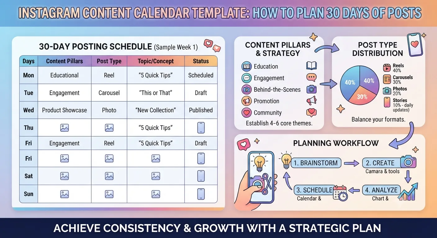 Instagram Content Calendar Template: How to Plan 30 Days of Posts